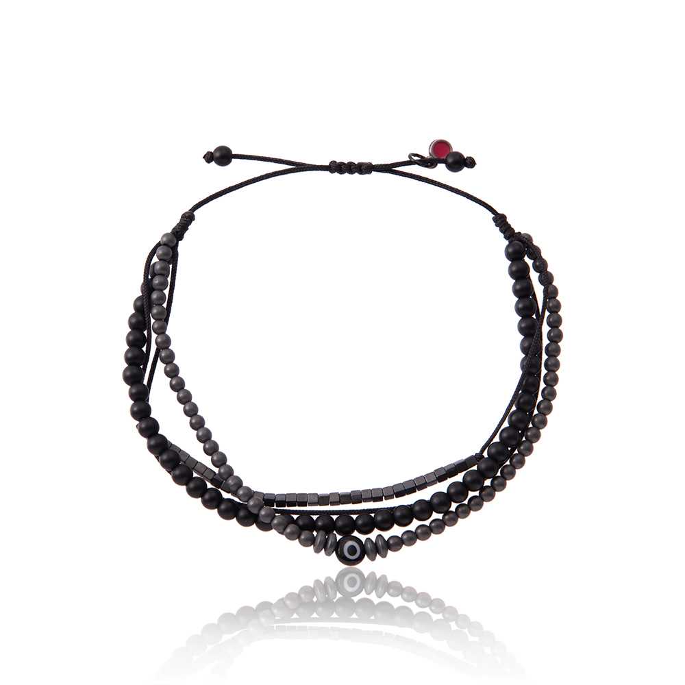 Bracelet macramé noir perlé 2mm avec Clocher or plaqué 15mm – Lola Créations
