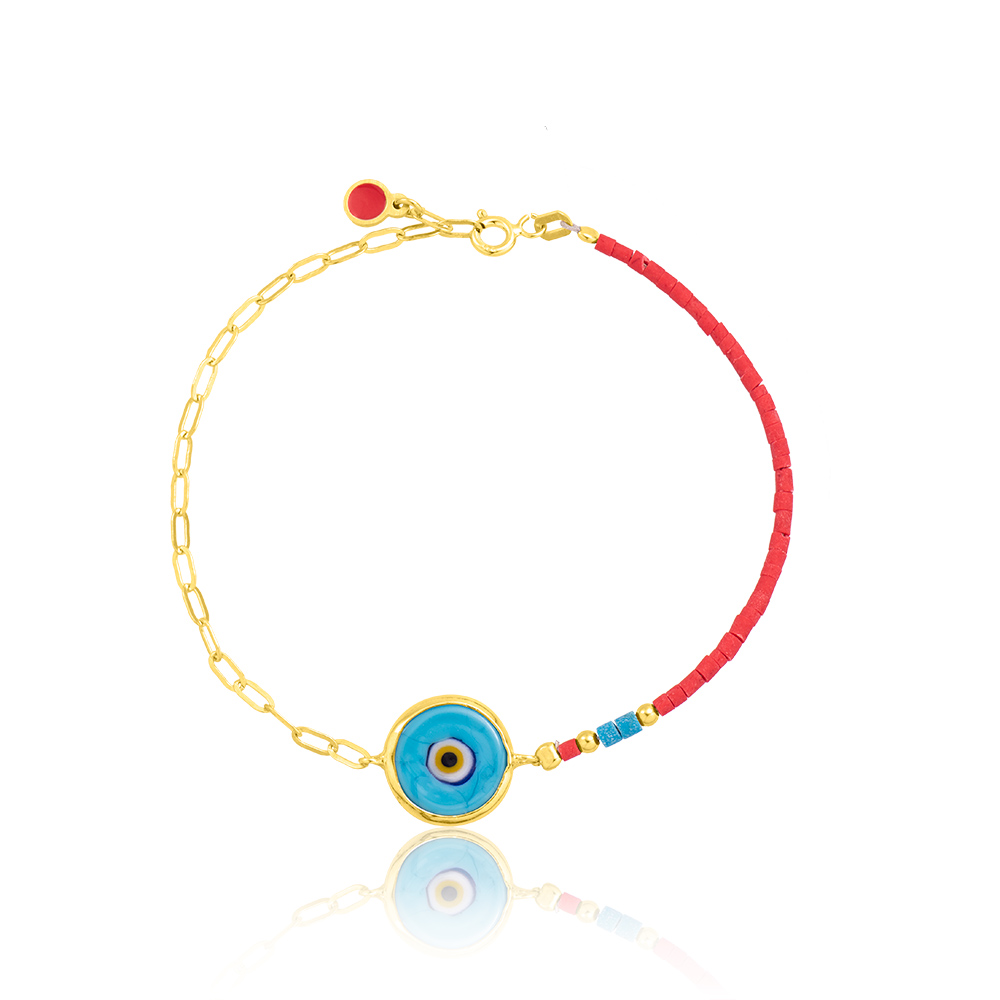 Sterling factory Silver Baby Evil Eye Bracelet Gold Plated