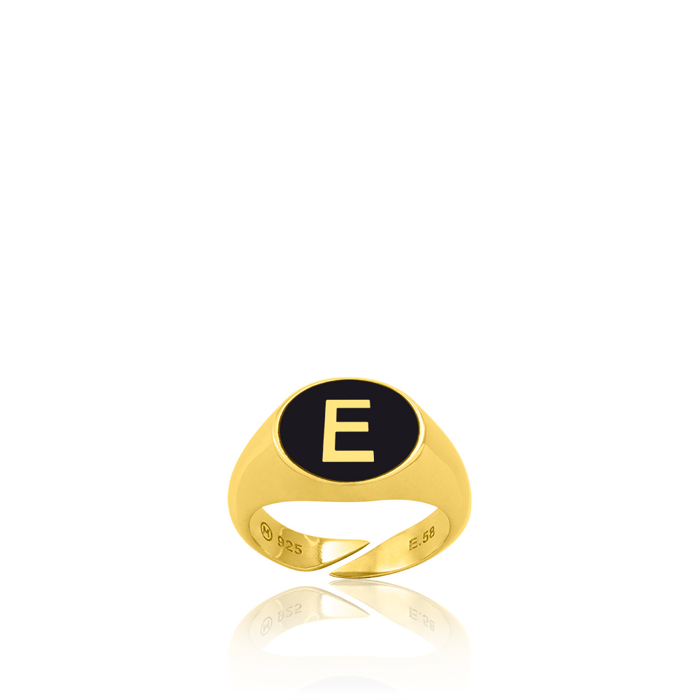 Vintage Yellow Enamel and 18K Gold Ring