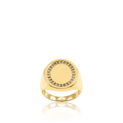 Δαχτυλίδι κίτρινο επιχρυσωμένο ασήμι 925, κύκλος με λευκά ζιργκόν.