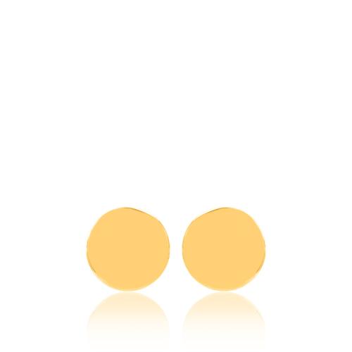 Yellow gold plated sterling silver earrings, disk.
