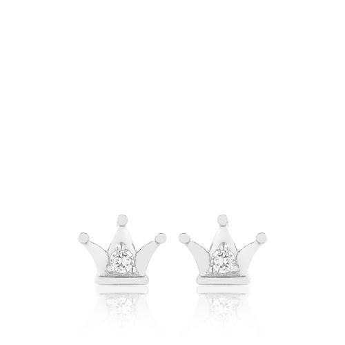 Sterling silver earrings, white cubic zirconia crown.