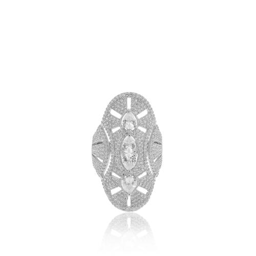 Δαχτυλίδι ασήμι 925, λευκά ζιργκόν.