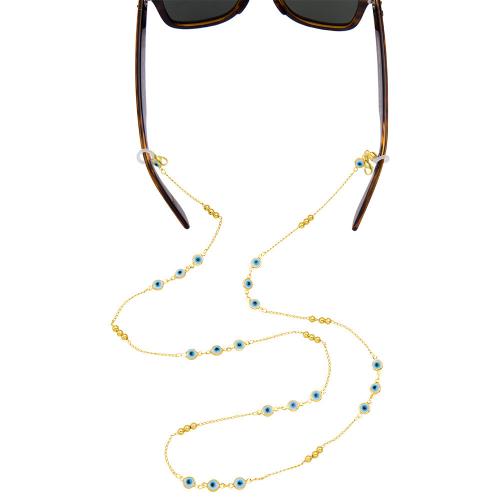 Sunglasses chain, 24Κ Yellow gold plated brass, evil eyes.
