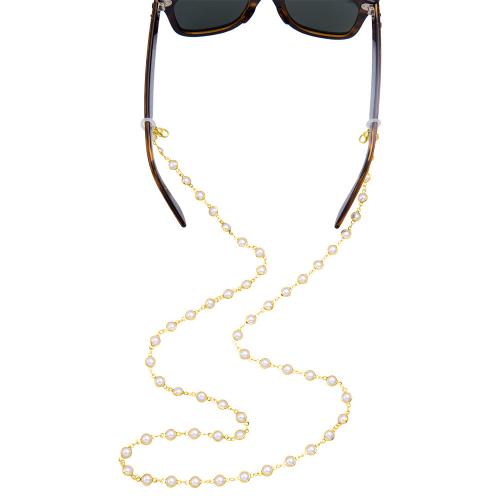 Sunglasses chain, 24Κ Yellow gold plated brass, pearls.