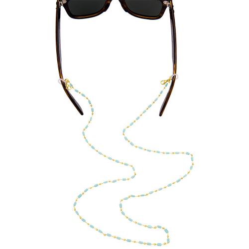 Sunglasses chain, 24Κ Yellow gold plated brass, semi precious turquoise stones.