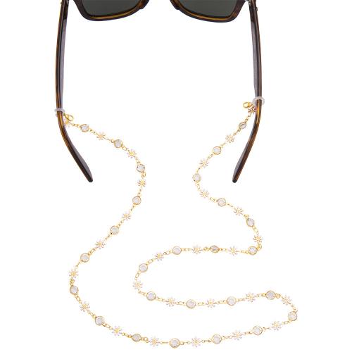 Sunglasses chain, 24Κ Yellow gold plated brass, daisies and solitaires.