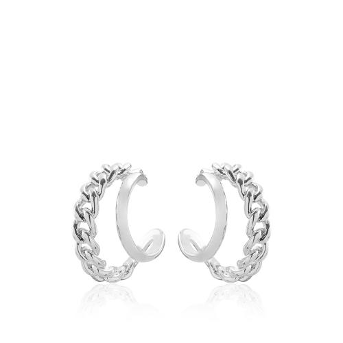 Rhodium plated brass double hoops.