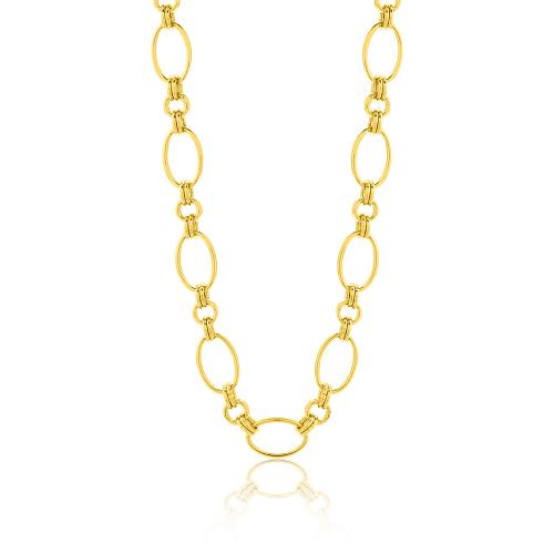 24Κ Yellow gold plated brass necklace, oval chain.