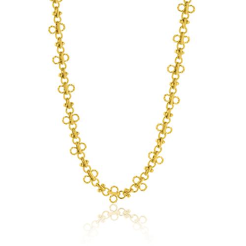 24Κ Yellow gold plated brass necklace, chain with crosses.
