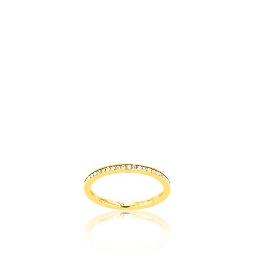 Δαχτυλίδι ασήμι 925, κίτρινο επιχρύσωμα 24Κ, λευκά ζιργκόν.