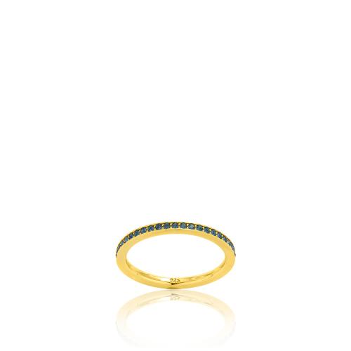 Δαχτυλίδι ασήμι 925, κίτρινο επιχρύσωμα 24Κ, γαλάζια ζιργκόν.