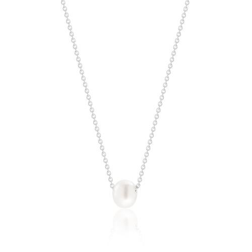 Sterling silver necklace, pearl.