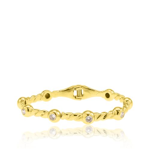 24Κ Yellow gold plated brass bracelet, white cubic zirgonia.