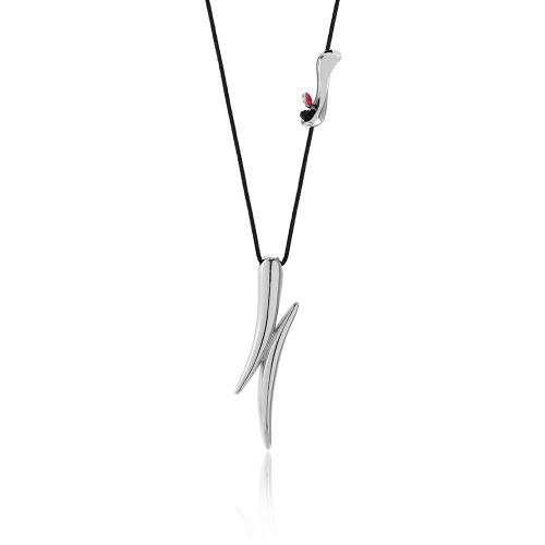 Black cord alloy necklace, adjustable clasp.