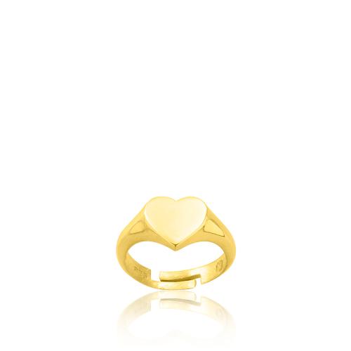 24Κ Yellow gold plated sterling silver ring, heart.