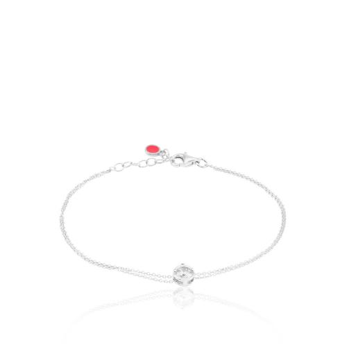 Sterling silver bracelet, white solitaire.