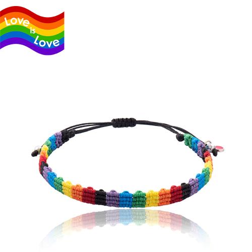 Black macrame bracelet, multicolor knitted.