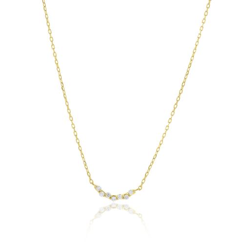 14K Yellow gold necklace, diamonds.
