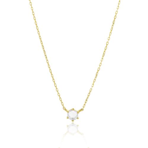 14K Yellow gold necklace, sapphire.
