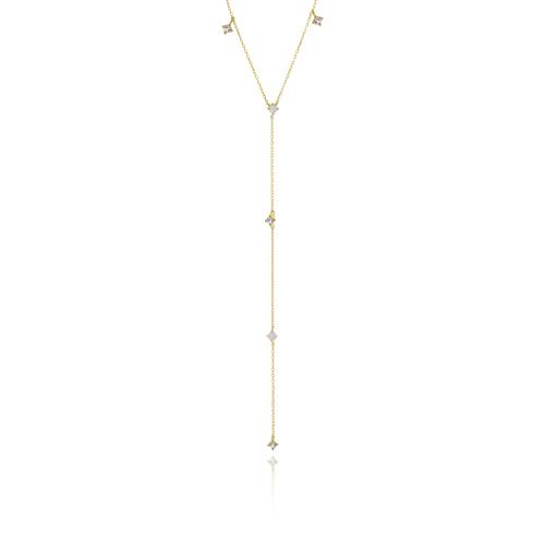 14K Yellow gold necklace, topaz and mother of pearl.
