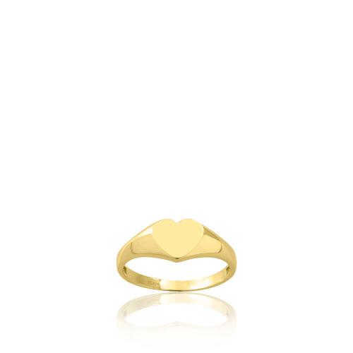 Δαχτυλίδι σεβαλιέ ασήμι 925, κίτρινο επιχρύσωμα 24Κ, καρδιά.