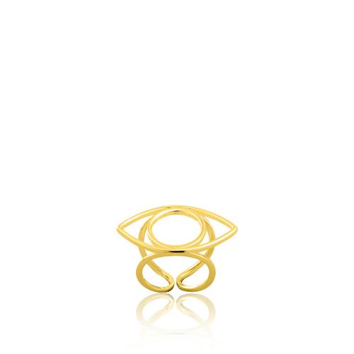 24Κ Yellow gold plated sterling silver ring, evil eye.