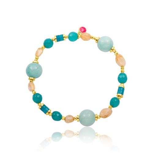 Bracelet with gold aimatite, turquoise and jade.