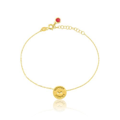 24Κ Yellow gold plated sterling silver bracelet, coin ''Wonder Mommy''.