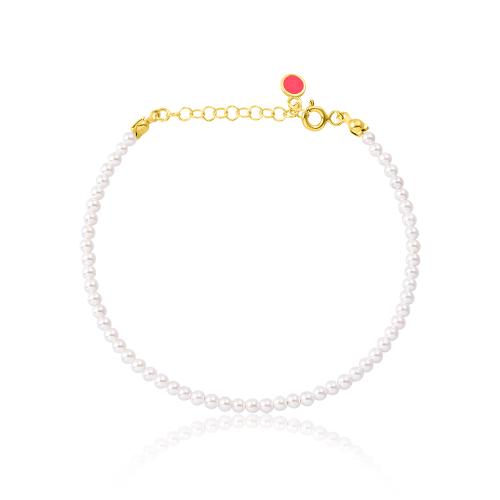 24Κ Yellow gold plated sterling silver bracelet, pearls.