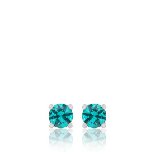 Sterling silver earrings, turquoise cubic zirconia 5mm.