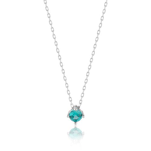 Sterling silver necklace, turquoise solitaire.