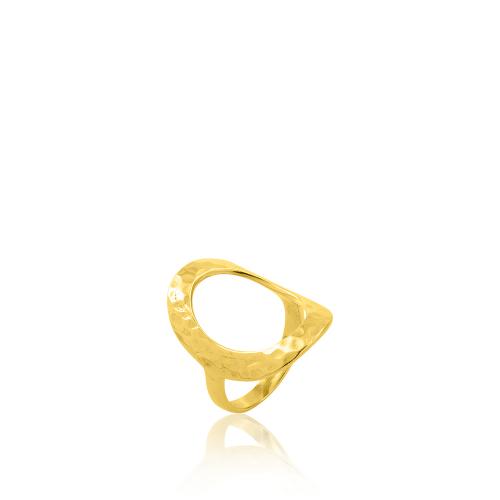 24Κ Yellow gold plated sterling silver hammered ring.