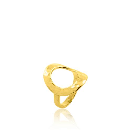 Δαχτυλίδι σφυρίλατο ασήμι 925, κίτρινο επιχρύσωμα 24Κ.