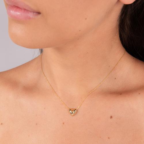 9K Yellow gold necklace, heart.