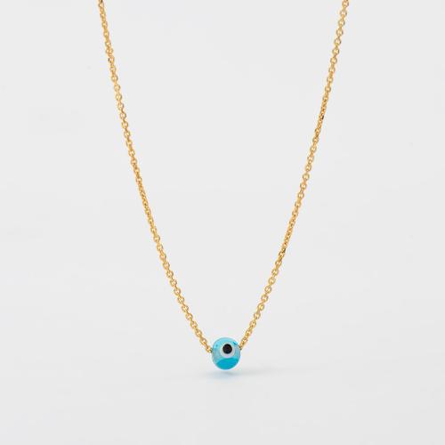 Yellow gold plated sterling silver, tiny evil eye.