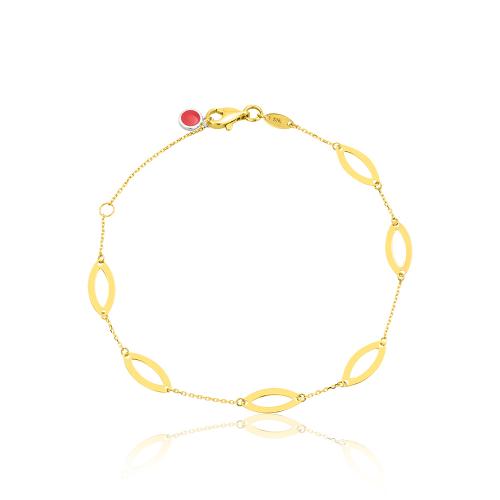 9K Yellow gold bracelet, oval circles.
