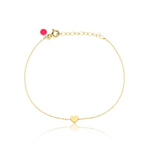9K Yellow gold bracelet, heart.
