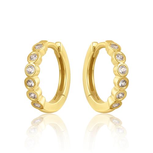 14K Yellow gold earrings with white sapphires.