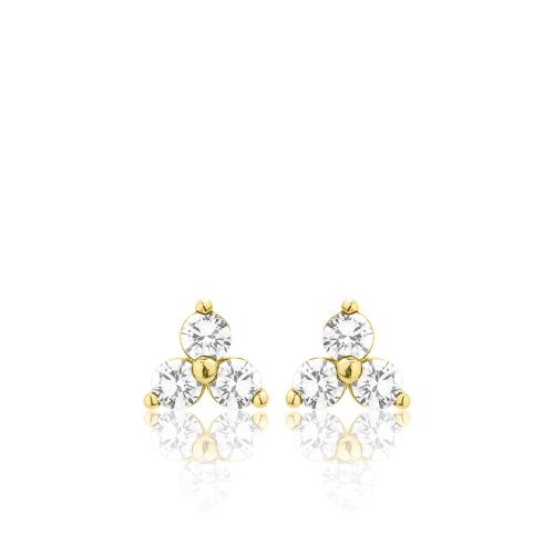 18K Yellow gold earrings with white sapphires.