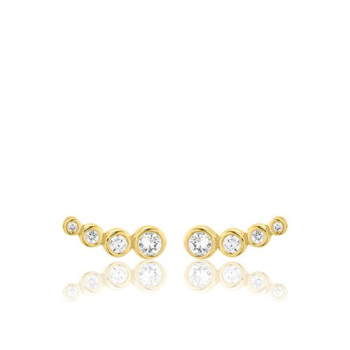 Σκουλαρίκια κίτρινο χρυσό Κ18, διαμάντια και λευκό ζαφείρι.