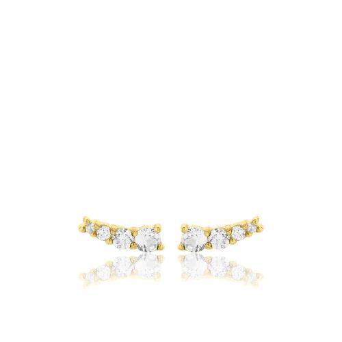 Σκουλαρίκια κίτρινο χρυσό Κ18, διαμάντια και λευκό ζαφείρι.