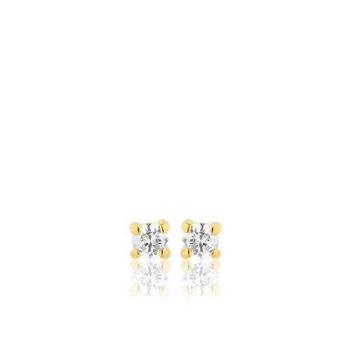 18K Yellow gold earrings with diamond.