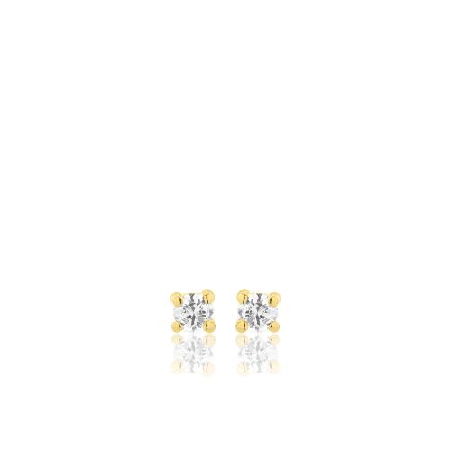 18K Yellow gold earrings with diamond.