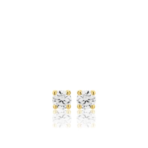 18K Yellow gold earrings with white sapphire.