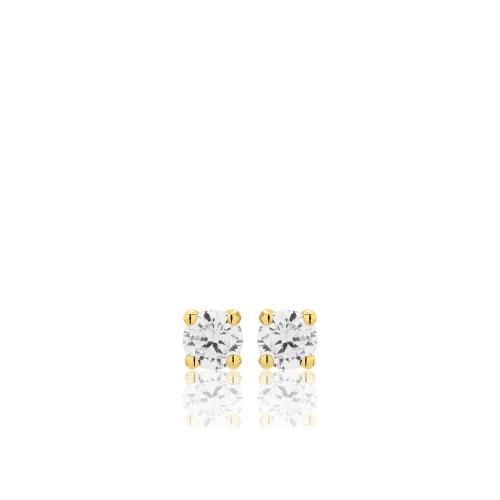 18K Yellow gold earrings with white sapphire.