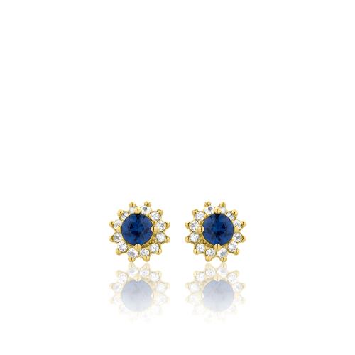 18K Yellow gold earrings with sapphires.