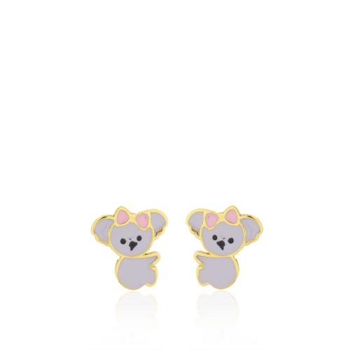 9K Yellow gold children's earrings, koala.