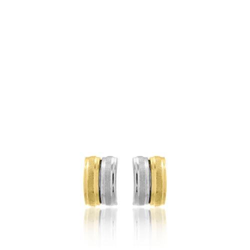 9K Yellow and white gold earrings, semicircles.