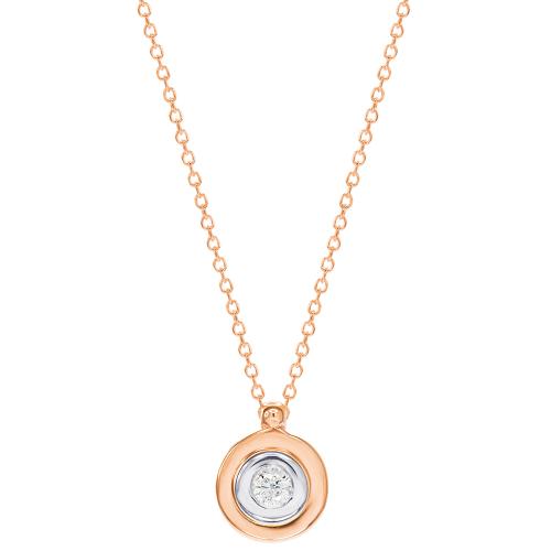 18Κ Rose gold necklace, platinum rosette with diamond.